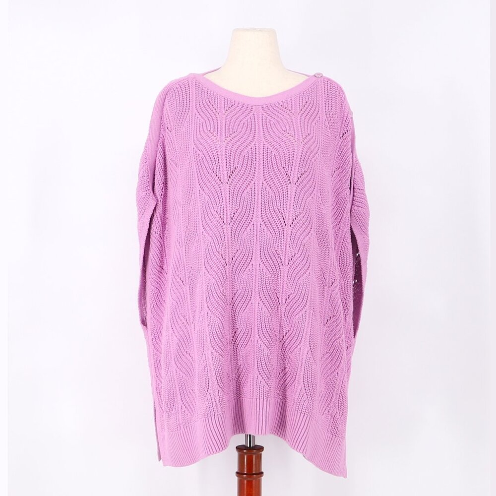 NWT TALBOTS Pink Pointelle Cableknit Stitch Poncho Top Size M/L